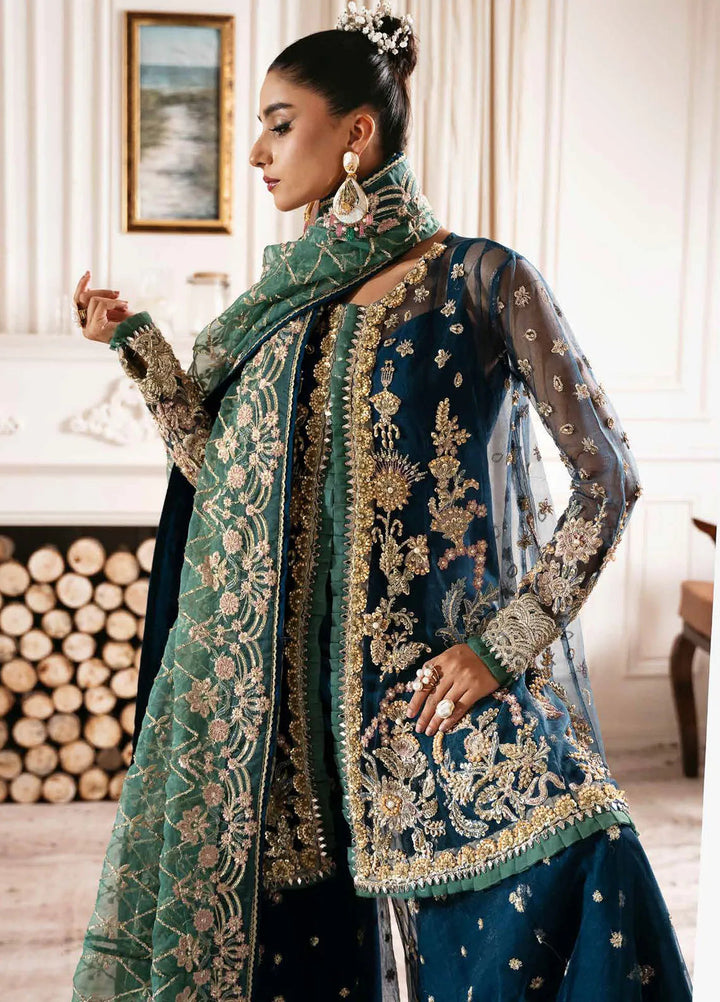 Inayat By Ajr Embroidered Net Suit Unstitched 3 Piece AJR24IWD-06 Regal Sapphire - Formal Collection