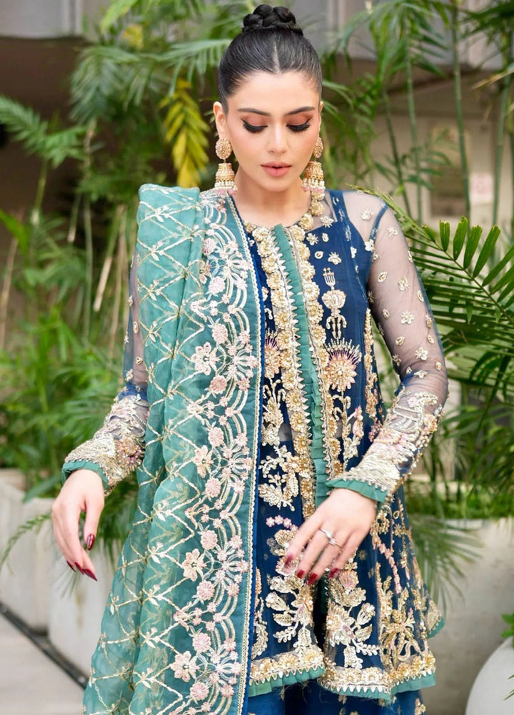 Inayat By Ajr Embroidered Net Suit Unstitched 3 Piece AJR24IWD-06 Regal Sapphire - Formal Collection