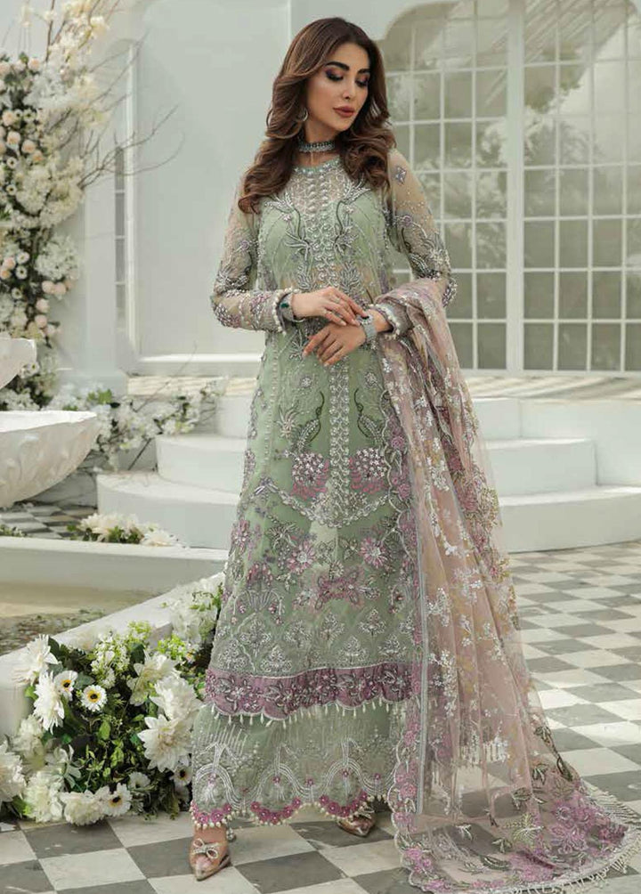 Inayat Embroidered Organza Suits Unstitched 3 Piece IN22LW 05 Mint Maniya - Luxury Wedding Collection