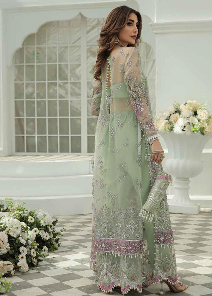Inayat Embroidered Organza Suits Unstitched 3 Piece IN22LW 05 Mint Maniya - Luxury Wedding Collection