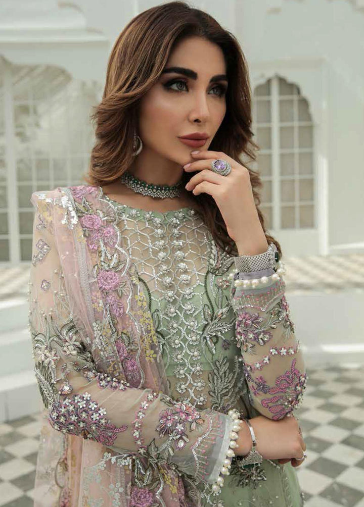 Inayat Embroidered Organza Suits Unstitched 3 Piece IN22LW 05 Mint Maniya - Luxury Wedding Collection