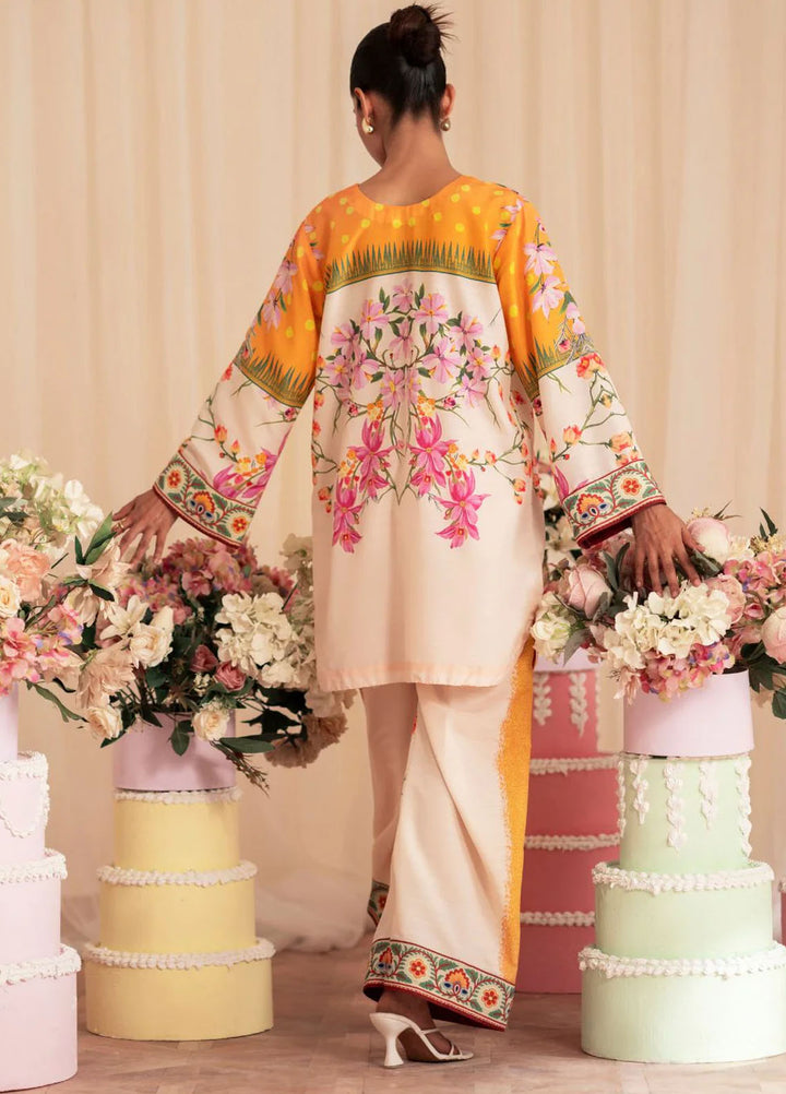 Inayat Pret Printed Silk 2 Piece Suit Marigold