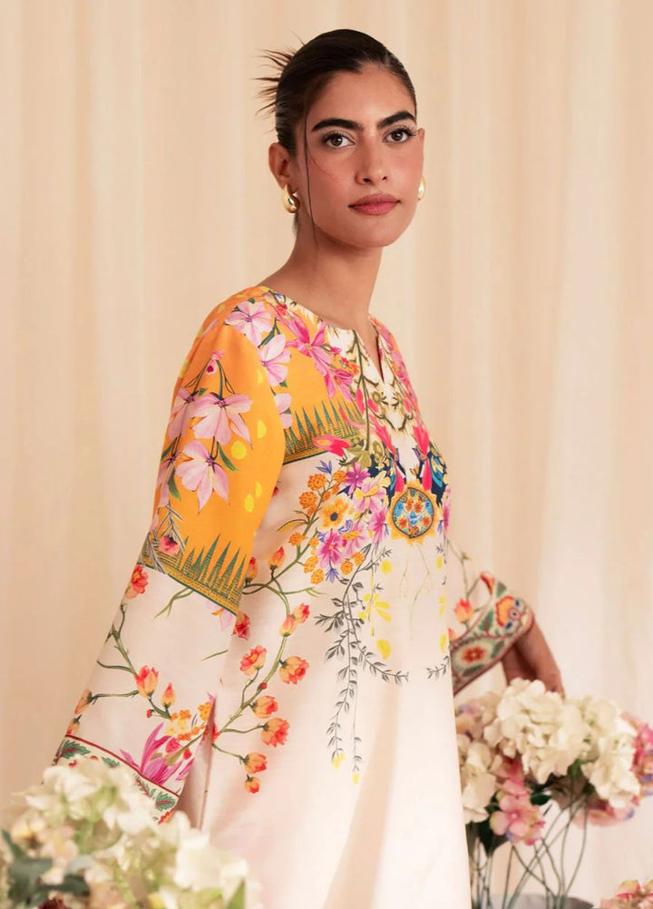 Inayat Pret Printed Silk 2 Piece Suit Marigold