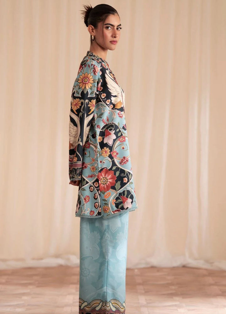 Inayat Pret Printed Silk 2 Piece Suit Moonstone