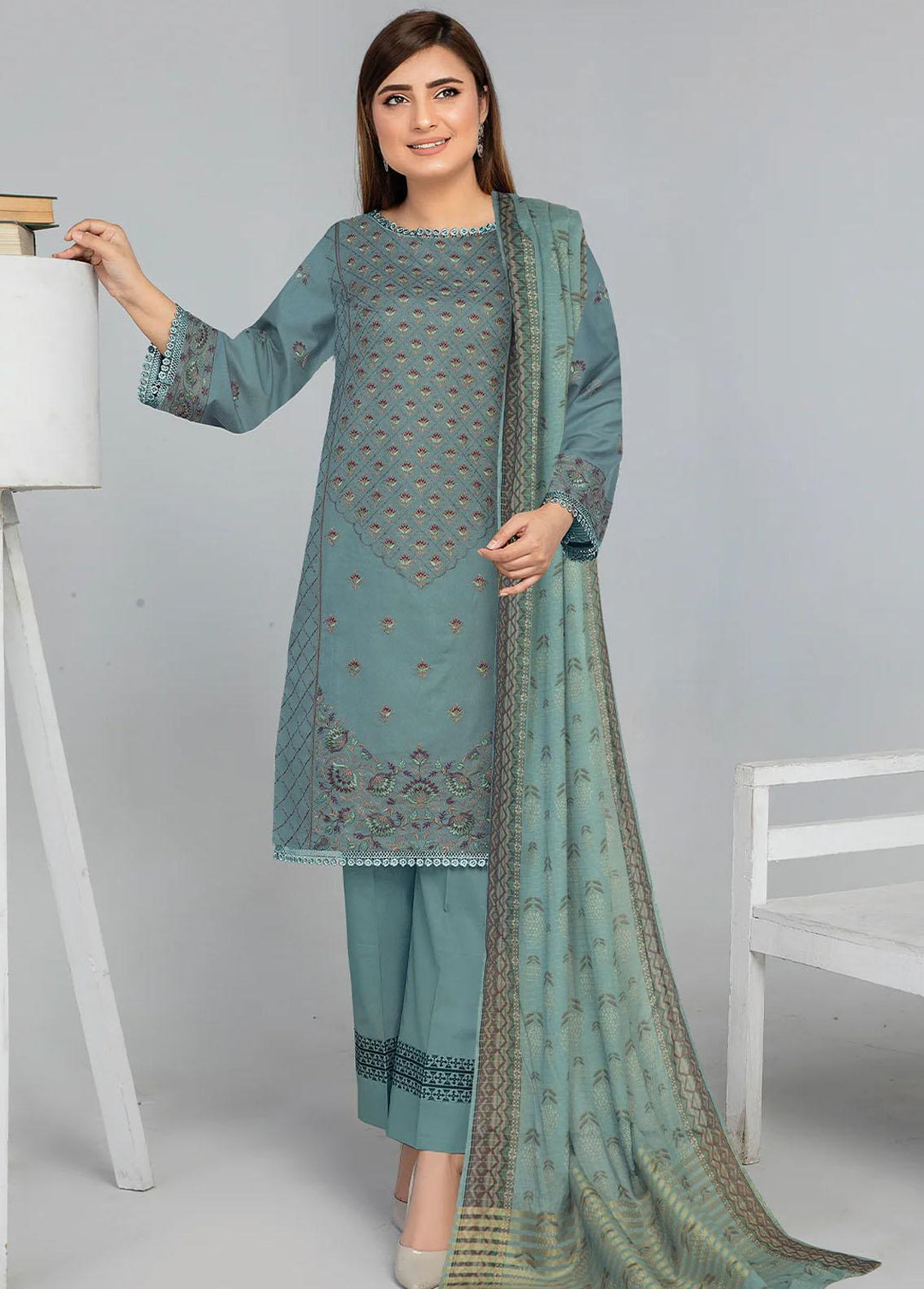 Insiya Clothing Embroidered Lawn Suits Unstitched 3 Piece INS23ME 09 - Eid Collection