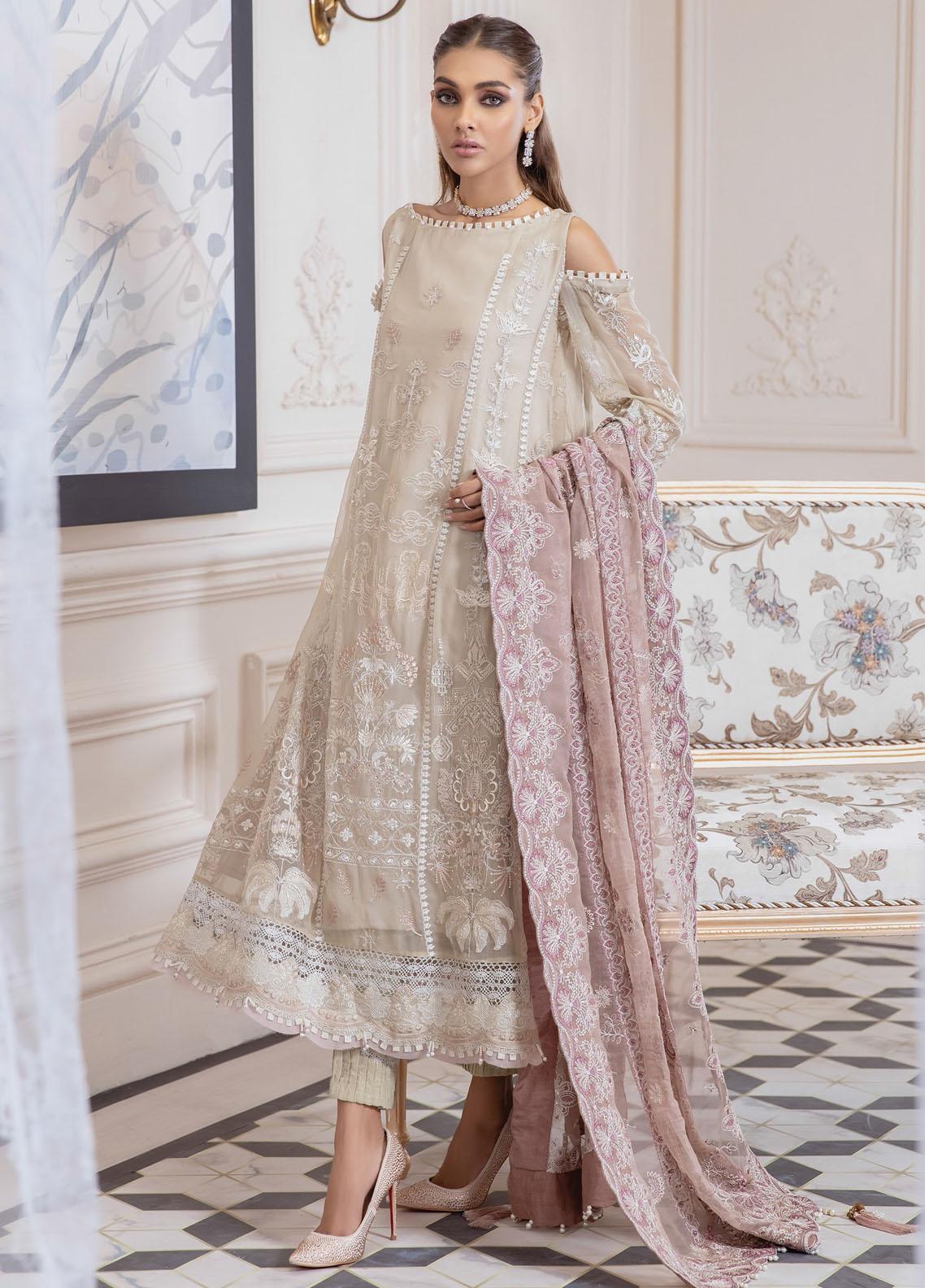 Hera By Xenia Formals Embroidered Chiffon Suits Unstitched 3 Piece XE22H 07 Fleur - Luxury Collection