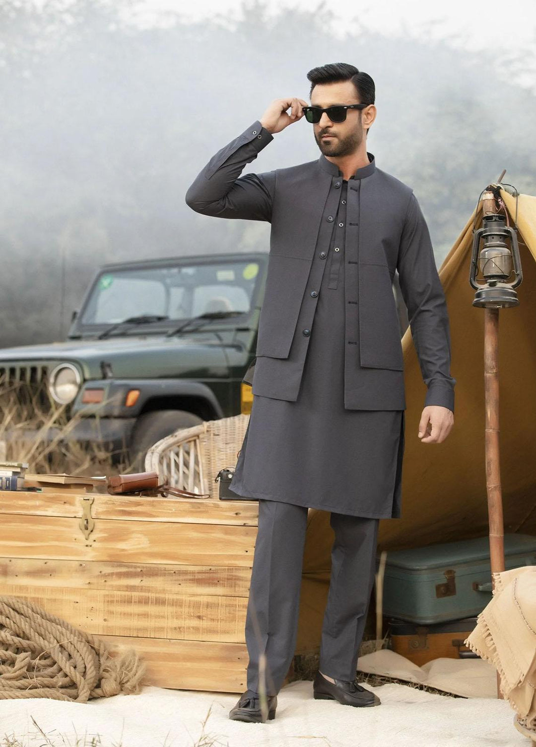 Istor Wash N Wear Formal 3 Piece Suit for Men - IST-10-CARBON