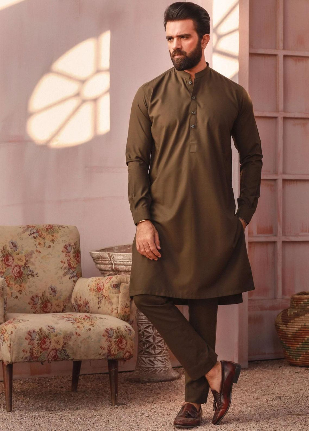 Istor Wash N Wear Formal 3 Piece Suit for Men - IST-07-DARK-OLIVE