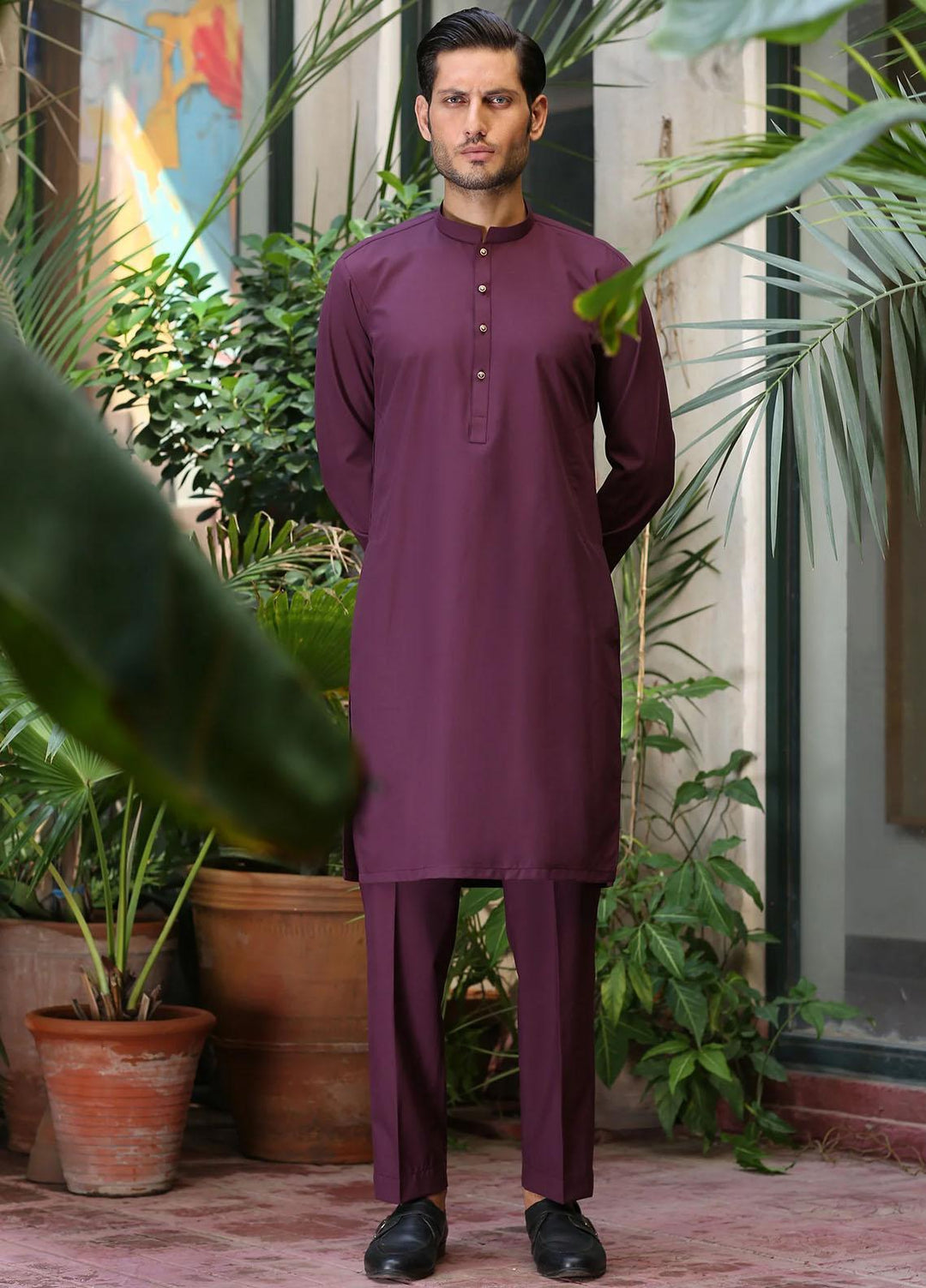 Istor Wash N Wear Formal Men Kurta Pajama - EMPIRE PLUM IST-144