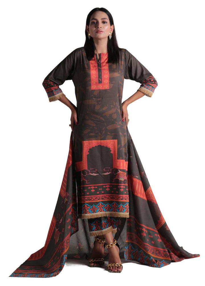 Vibgyor Fashion Pret Printed Lawn 3 Piece Suit D4-C1-23S DUA BLACK