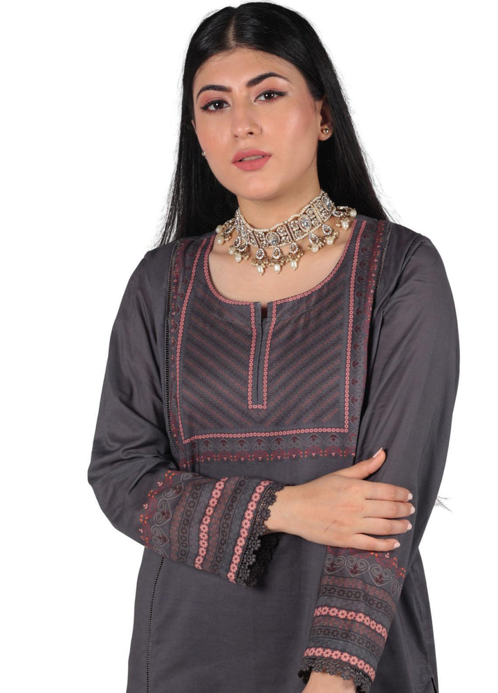 Vibgyor Fashion Pret Printed Lawn 3 Piece Suit D9-23S RUYA GREY