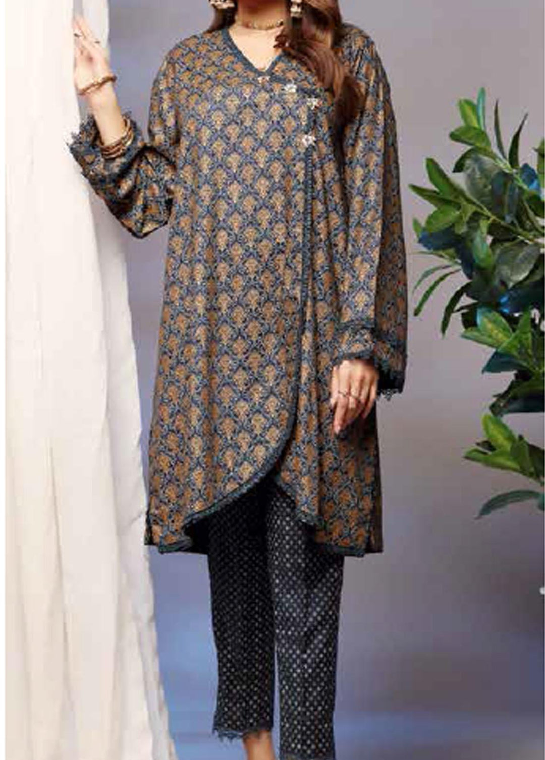 Heena By Ittehad Textiles Printed Linen Suits Unstitched 2 Piece ITD21H 1907-B - Winter Collection