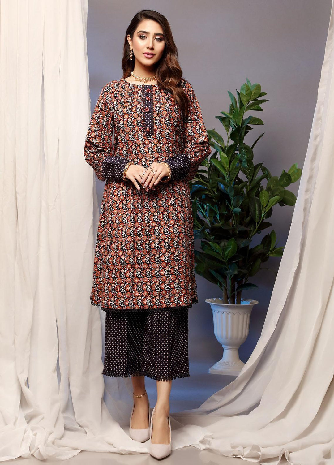 Heena By Ittehad Textiles Printed Linen Suits Unstitched 2 Piece ITD21H 1910-A - Winter Collection
