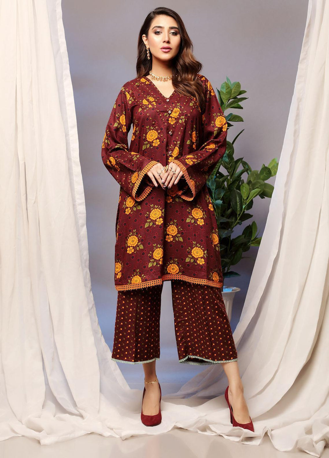Heena By Ittehad Textiles Printed Linen Suits Unstitched 2 Piece ITD21H 1913-A - Winter Collection