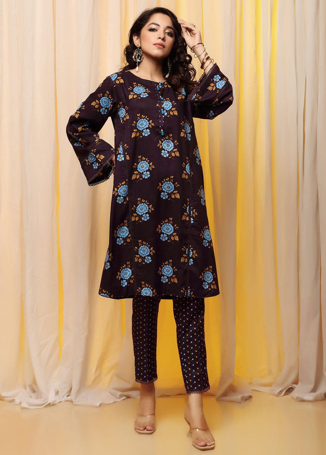 Heena By Ittehad Textiles Printed Linen Suits Unstitched 2 Piece ITD21H 1913-C - Winter Collection
