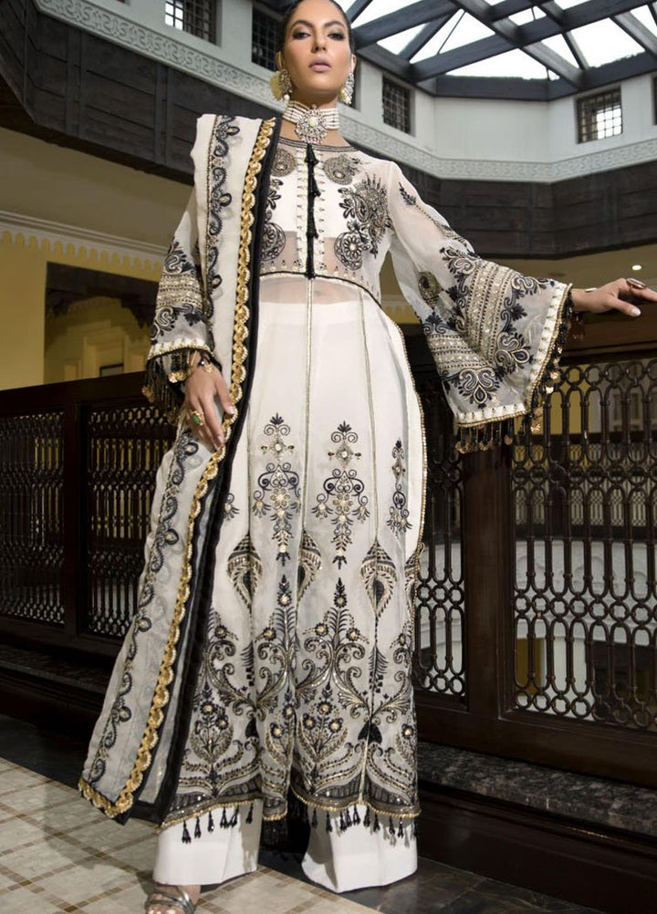 Ittehad Textiles Embroidered Organza Suits Unstitched 3 Piece IT21CH 02 WC-DAINTY IVORY - Festive Collection