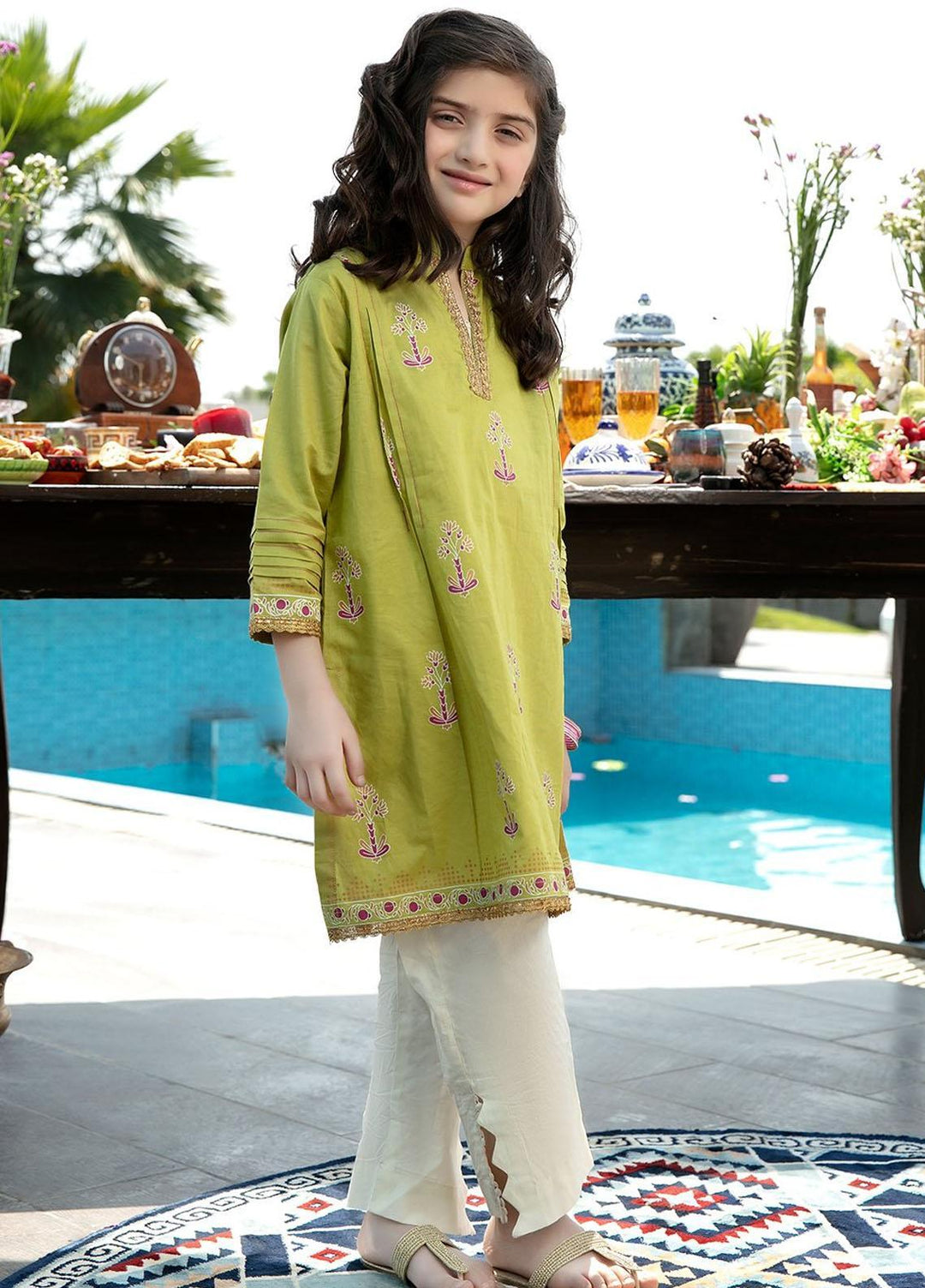 Ittehad Textiles Lawn Printed Shirt for Girls - DL-SK21-42 Green