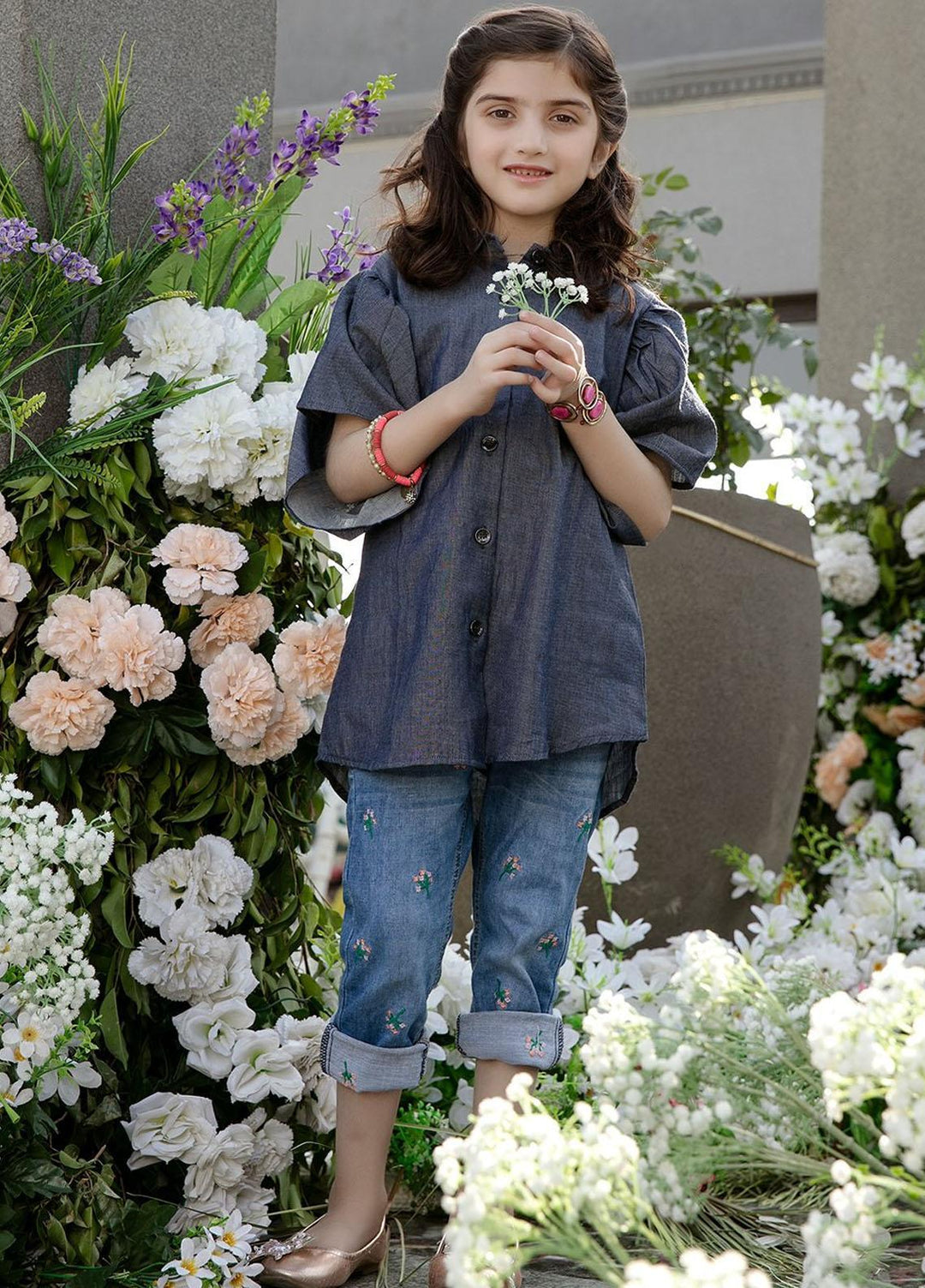 Ittehad Textiles Denim Printed Girls Shirt - DN-SK21-40 Blue