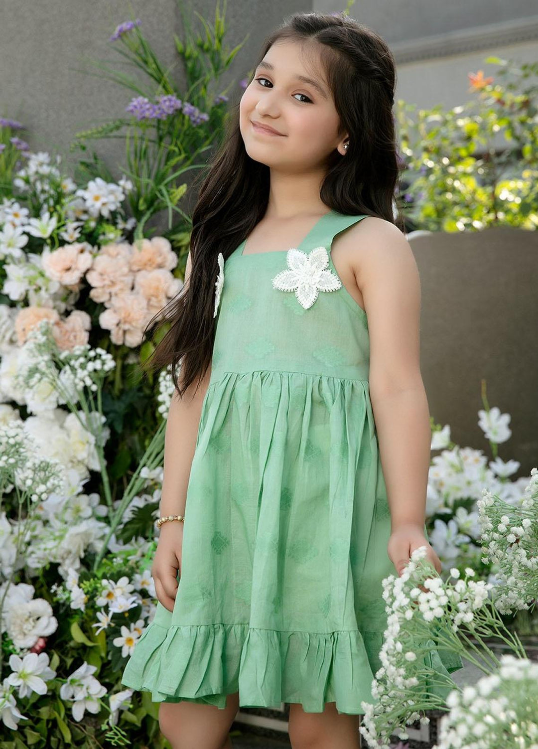 Ittehad Textiles Jacquard Printed Frock for Girls - JQ-SK21-22 Green