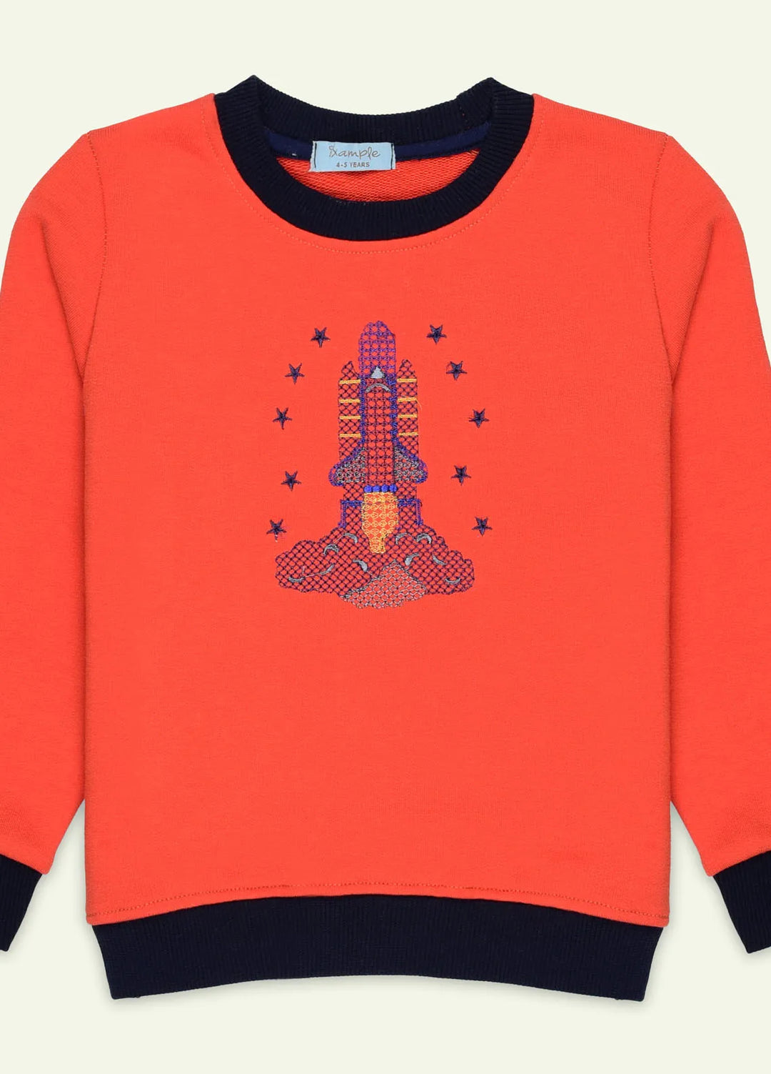 Ixample Embroidered French Terry Sweatshirt Orange
