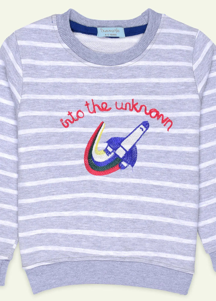 Ixample Embroidered French Terry Sweatshirt Striped