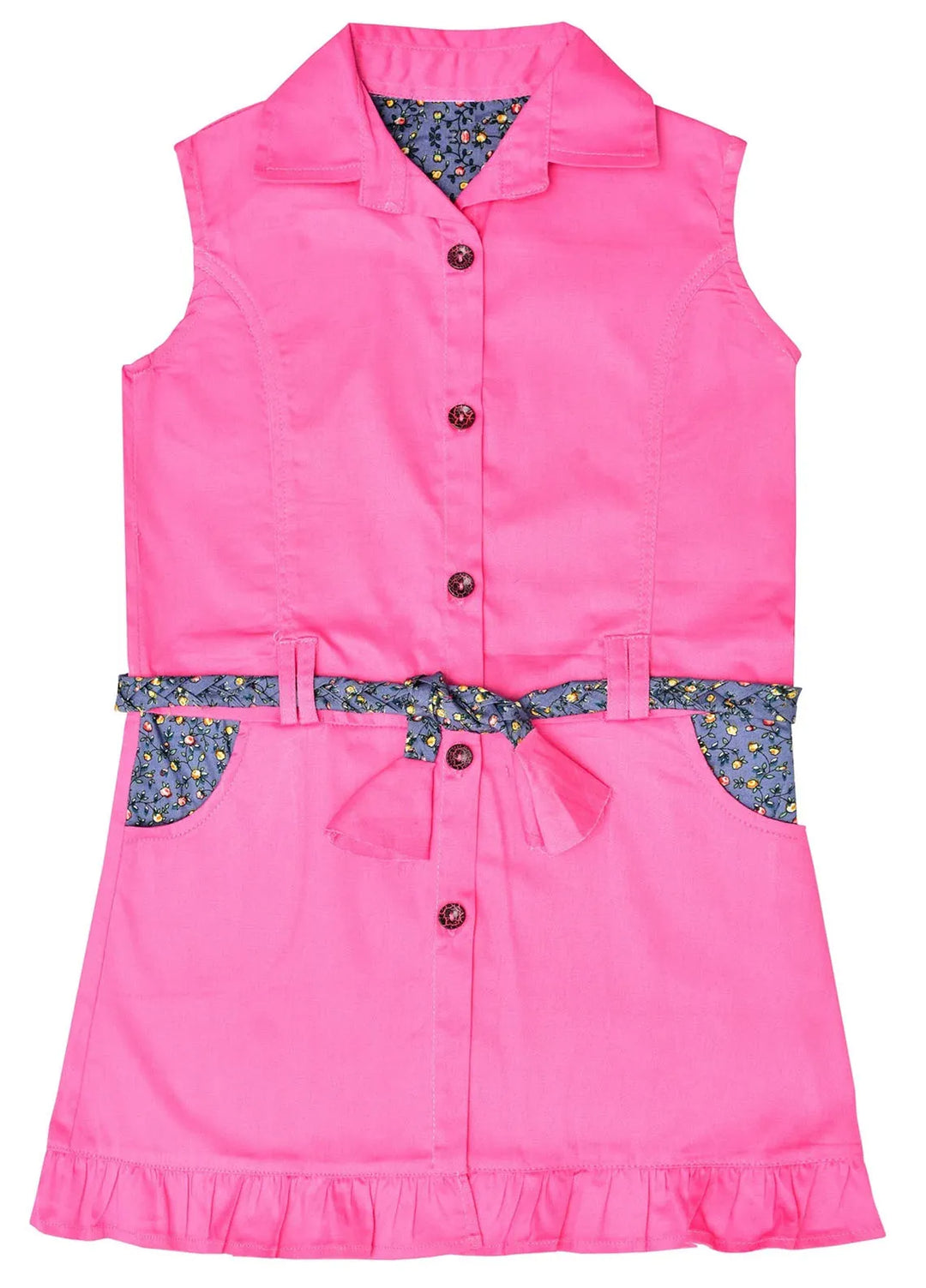 Ixample Pret Casual Twill PC Pink Casual Buttoned Dress