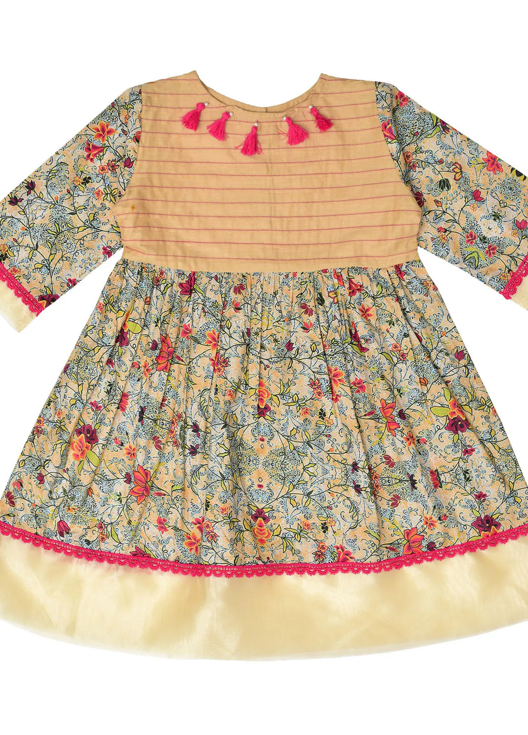 Ixample Pret Printed Cotton Beige Eastern Dress