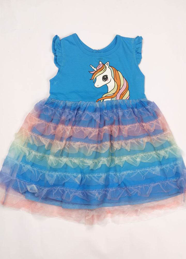 Ixample Pret Printed Cotton Jersey 1 Piece Unicorn Tulle Skirt Dress