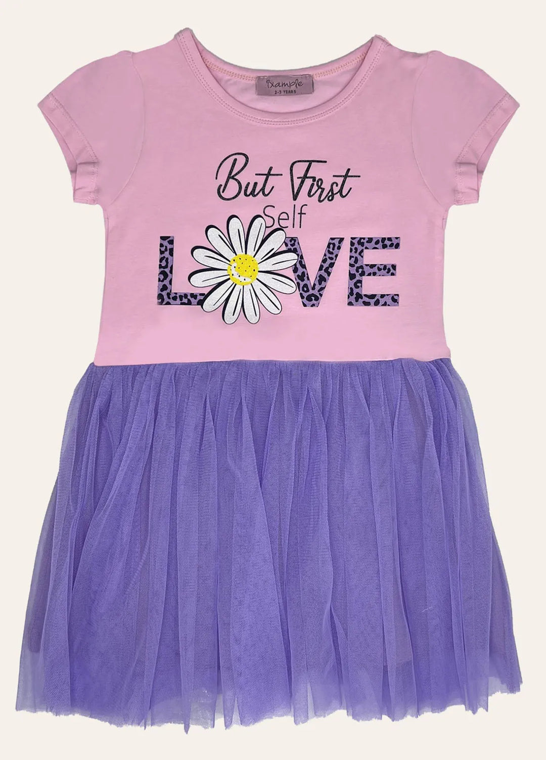 Ixample Pret Printed Cotton Jersey Girls Contrast Tulle-Skirt Dress