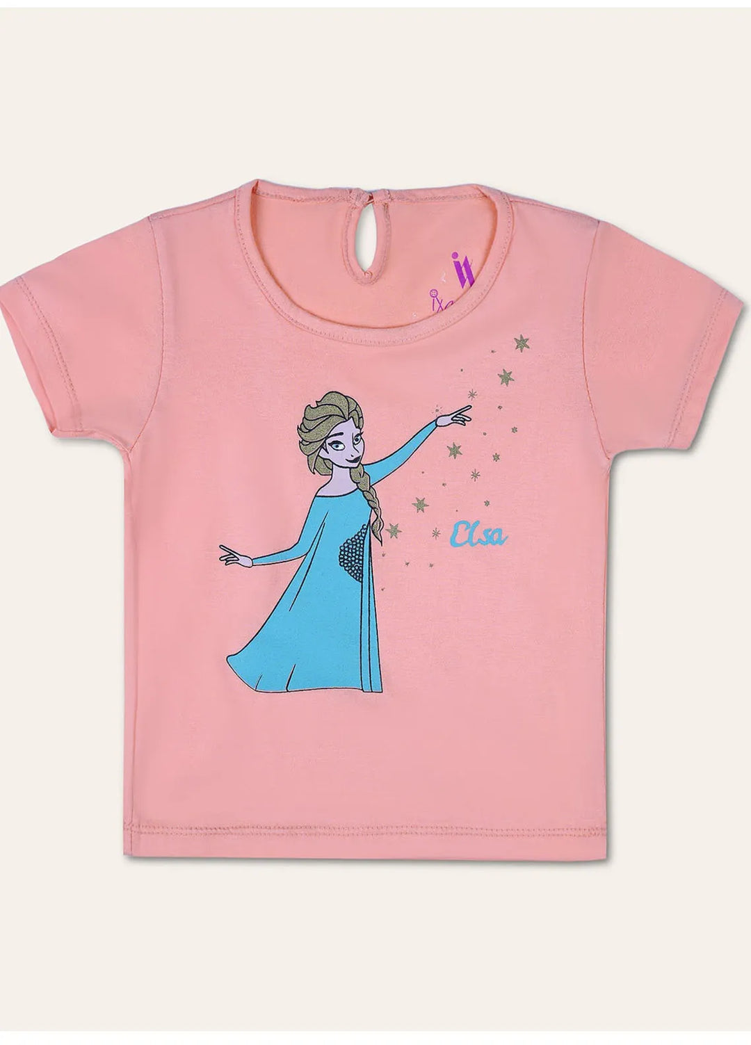 Ixample Pret Printed Cotton Jersey Girls Elsa Character T-Shirt-Lilac