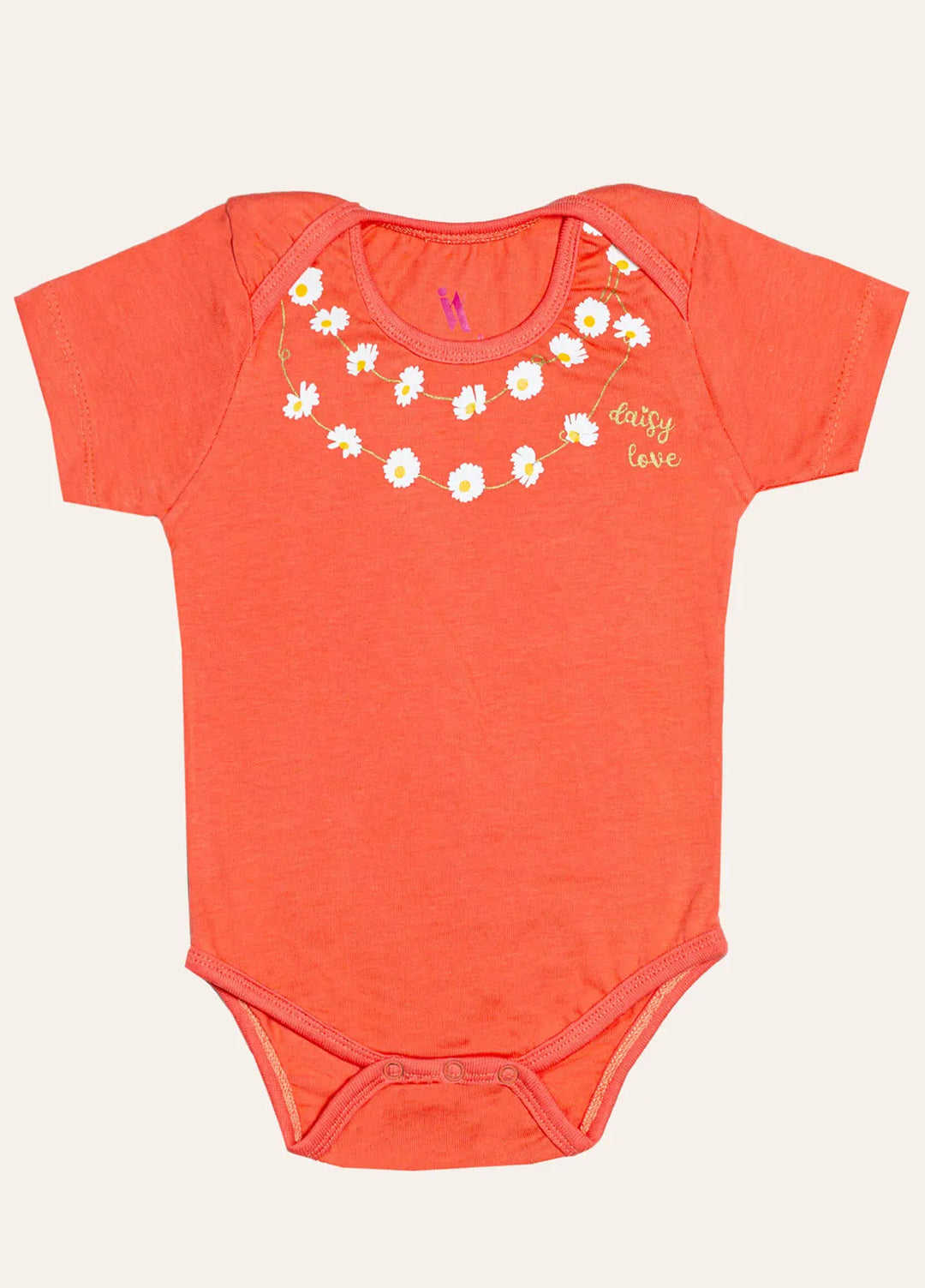Ixample Pret Printed Cotton Jersey Peach Necklace Print Bodysuit