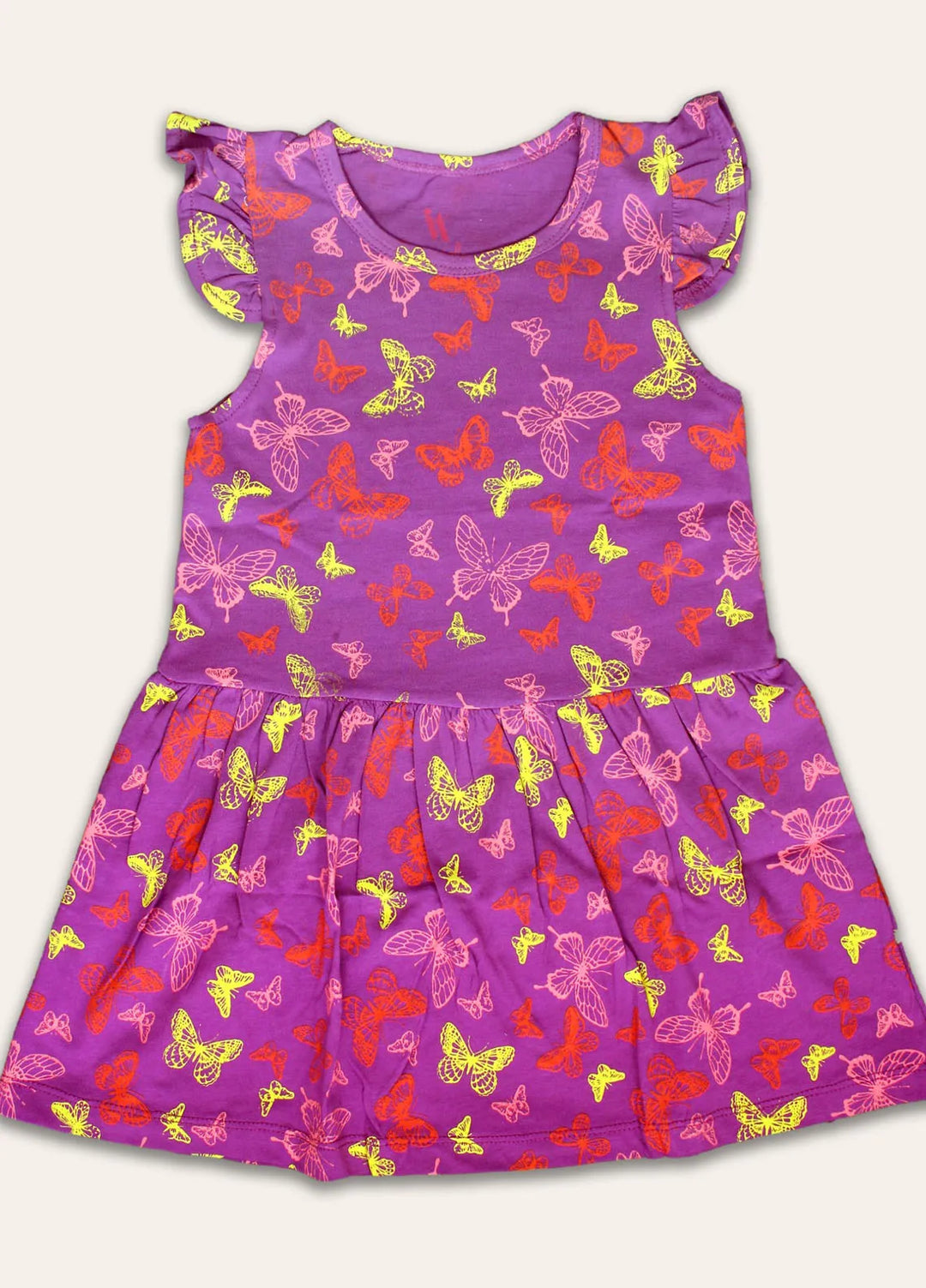 Ixample Pret Printed Cotton Jersey Purple Butterfly Patterned Dress
