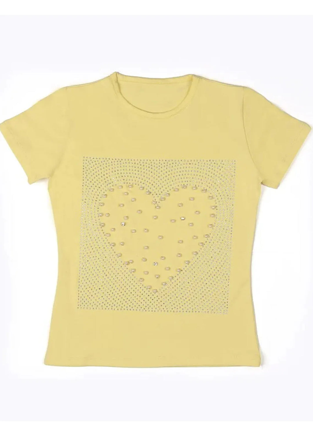 Ixample Pret Printed Cotton Jersey Yellow Heart Embellished Tee