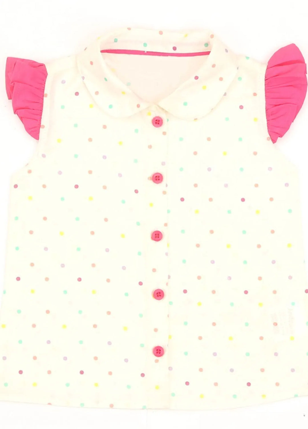 Ixample Pret Printed Cotton Polka Dot Frilled Top