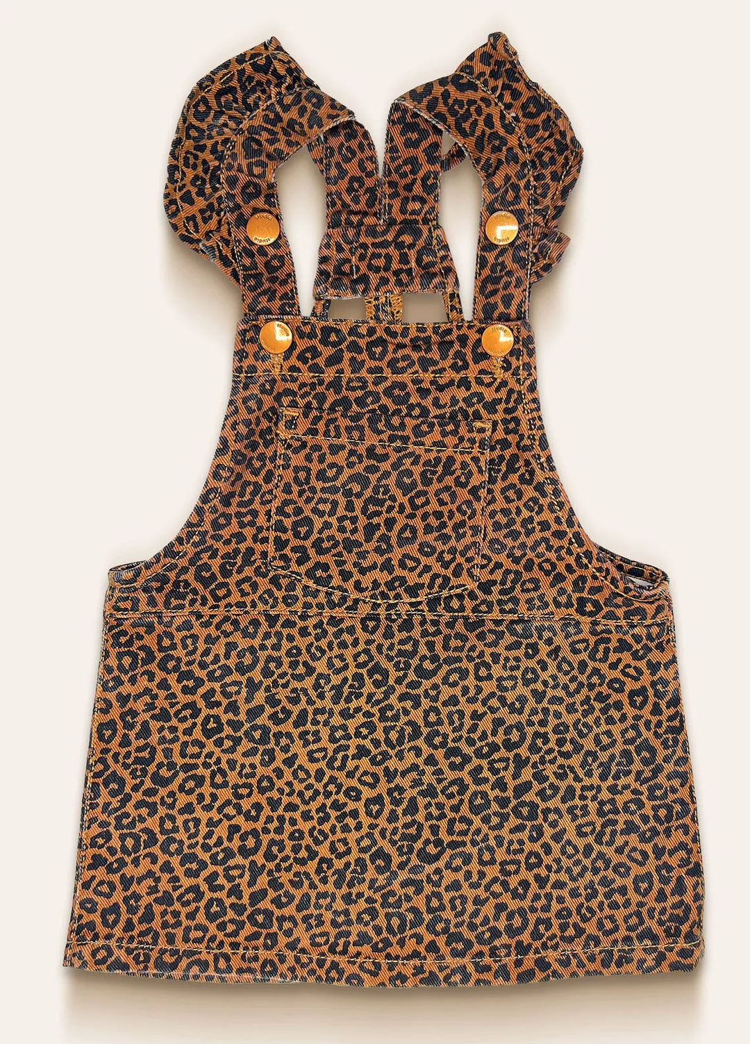 Ixample Pret Printed Cotton Twill Girls Leapard Patterned Pinafore Dress