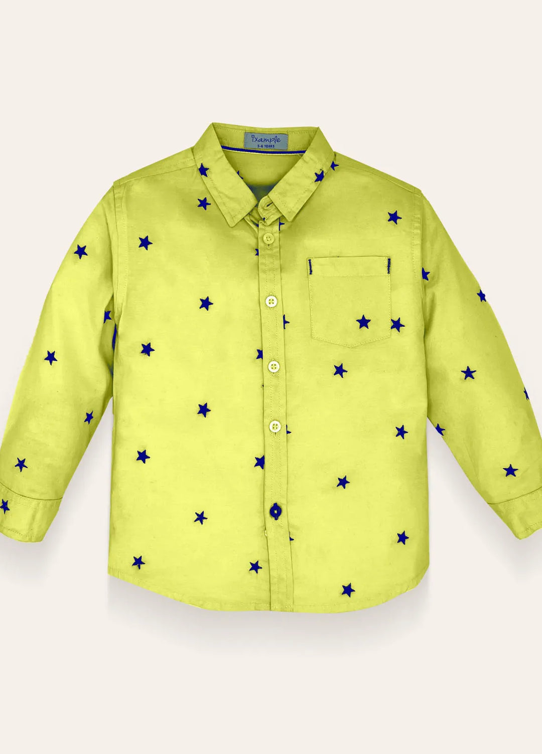 Ixample Pret Shirt Boys Star Embroidered Yellow Chambray Shirt