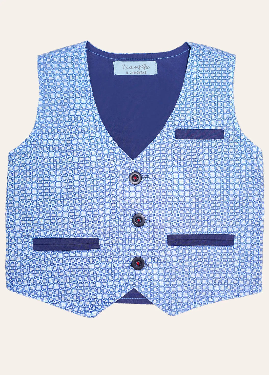 Ixample Pret Vest Geometric Blue Suit Vest