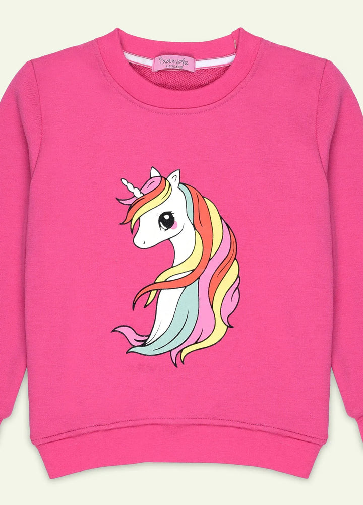 Ixample Printed French Terry Sweatshirt Pink Unicorn