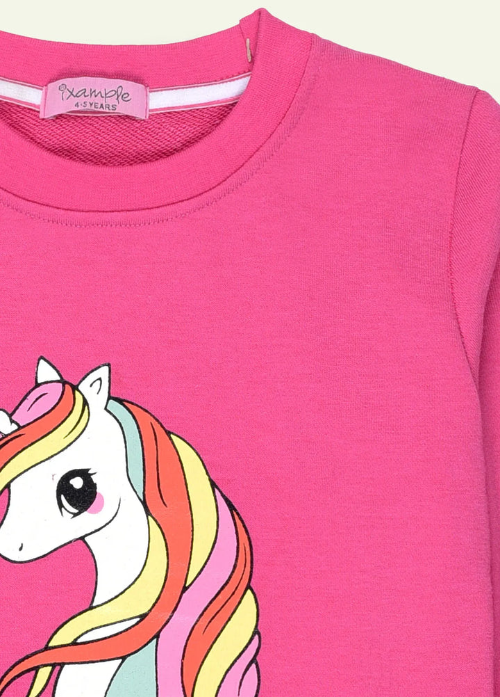 Ixample Printed French Terry Sweatshirt Pink Unicorn