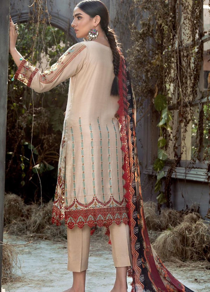 IZA-NUR by Resham Ghar Embroidered Dull Silk Suits Unstitched 3 Piece RG21IZN RGDS-06 - Festive Collection