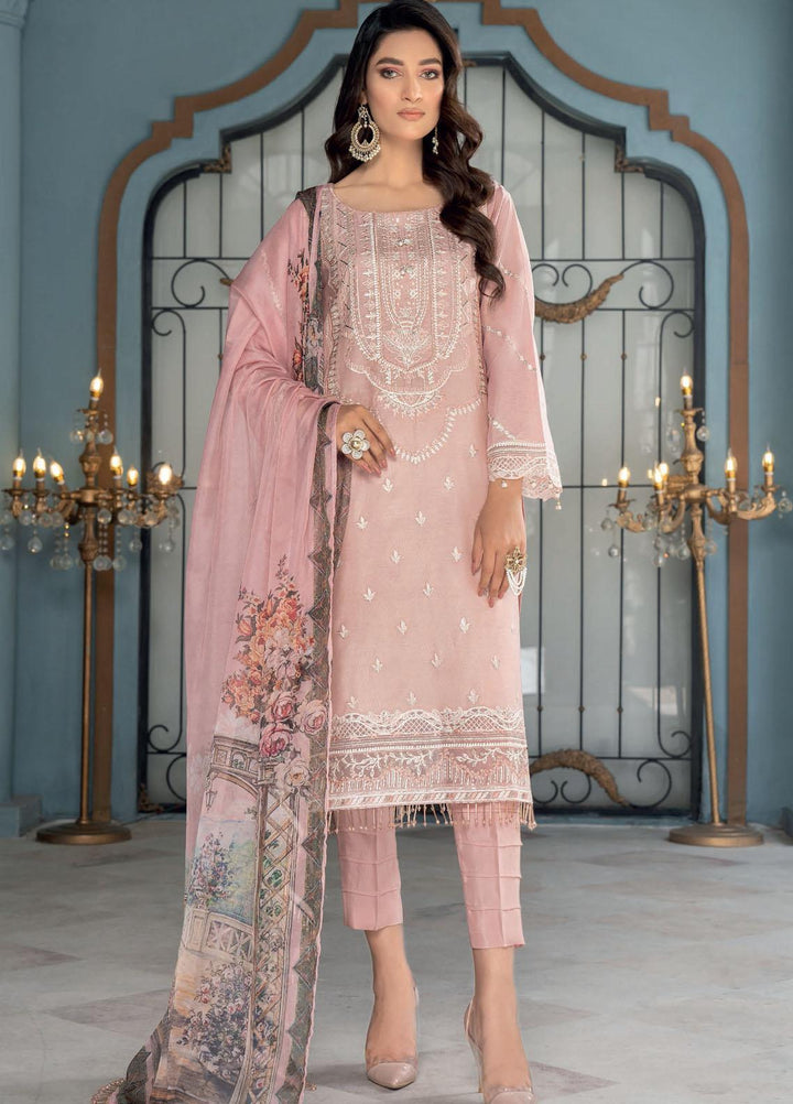 IZA-NUR by Resham Ghar Embroidered Missouri Suits Unstitched 3 Piece RG22ZLE INLE-01 - Luxury Collection