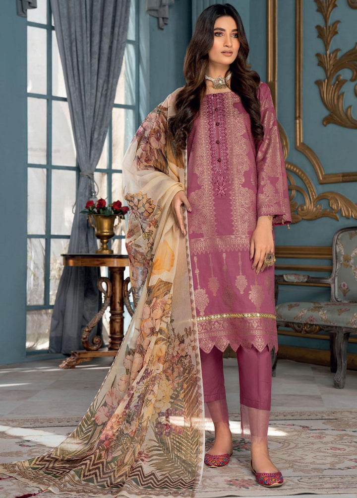 IZA-NUR by Resham Ghar Embroidered Jacquard Lawn Suits Unstitched 3 Piece RG22ZLE INLE-03 - Luxury Collection