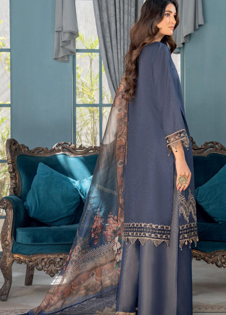 IZA-NUR by Resham Ghar Embroidered Missouri Suits Unstitched 3 Piece RG22ZLE INLE-06 - Luxury Collection