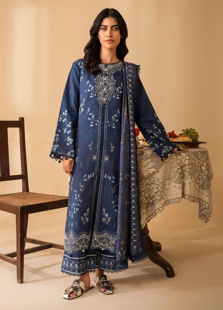 Izabel by Aabyaan Embroidered Linen Suit Unstitched 3 Piece AZ-08 Lyra - Winter Collection