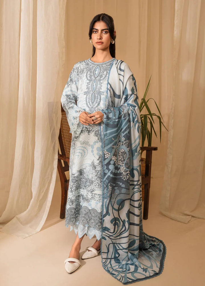 Izabel by Aabyaan Embroidered Linen Suit Unstitched 3 Piece AZ-10 Elina - Winter Collection