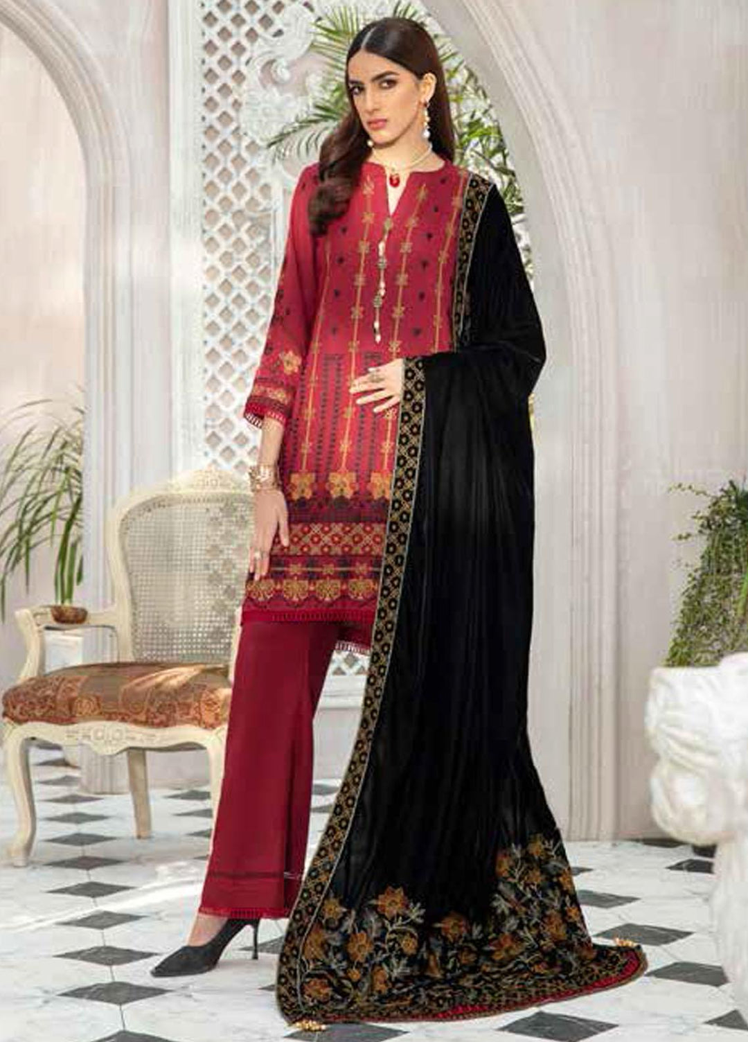 Jaan e Adaa By Banafsheh Embroidered Marina Suits Unstitched 3 Piece BF21JA BNV-01 - Winter Collection