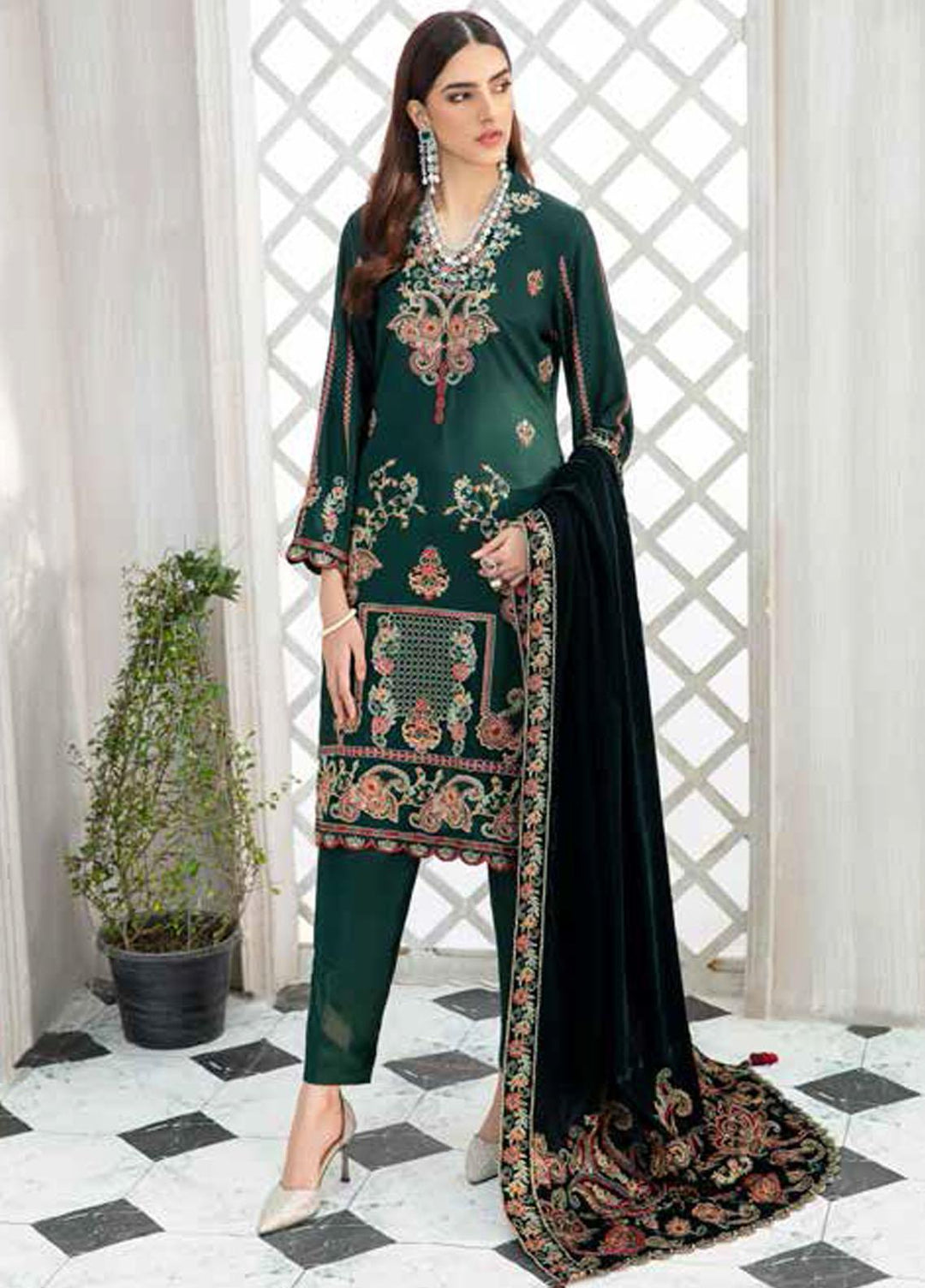 Jaan e Adaa By Banafsheh Embroidered Marina Suits Unstitched 3 Piece BF21JA BNV-02 - Winter Collection