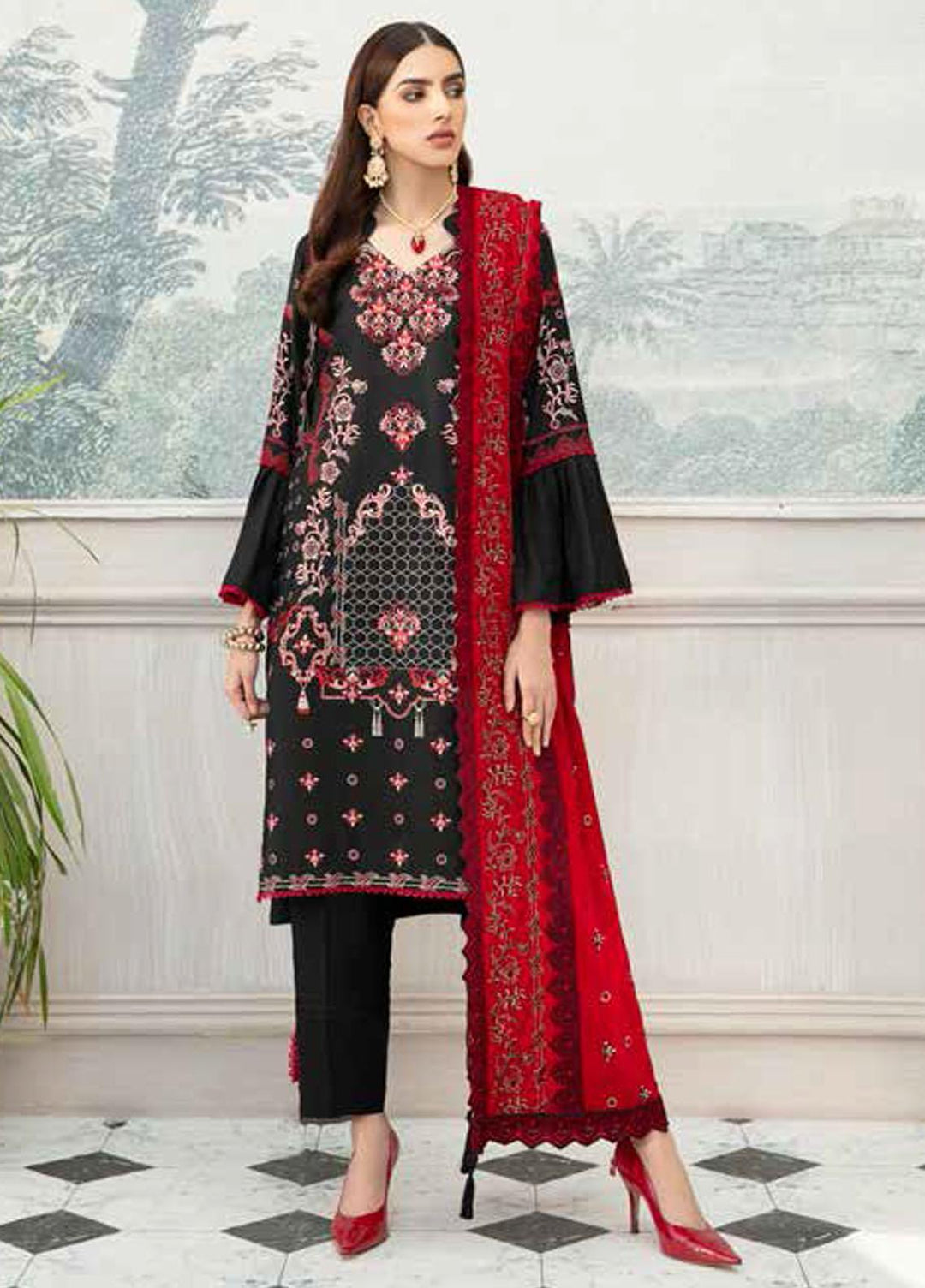 Jaan e Adaa By Banafsheh Embroidered Marina Suits Unstitched 3 Piece BF21JA BNV-04 - Winter Collection