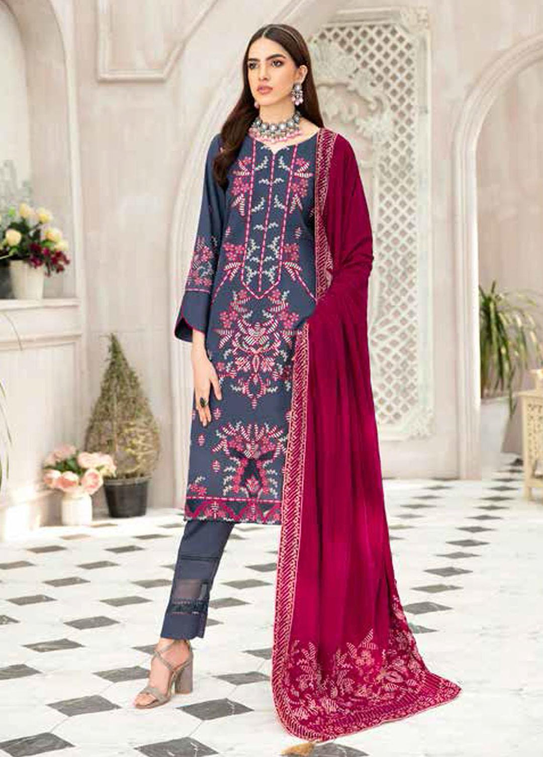 Jaan e Adaa By Banafsheh Embroidered Marina Suits Unstitched 3 Piece BF21JA BNV-06 - Winter Collection