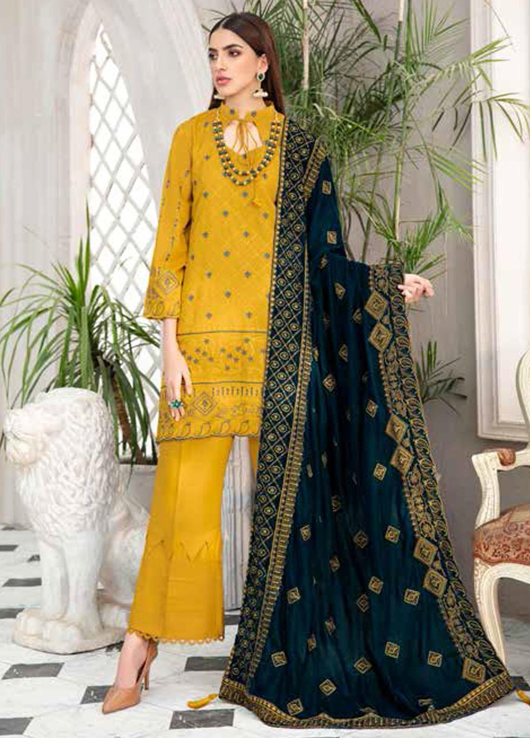 Jaan e Adaa By Banafsheh Embroidered Marina Suits Unstitched 3 Piece BF21JA BNV-07 - Winter Collection